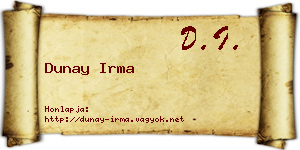 Dunay Irma névjegykártya